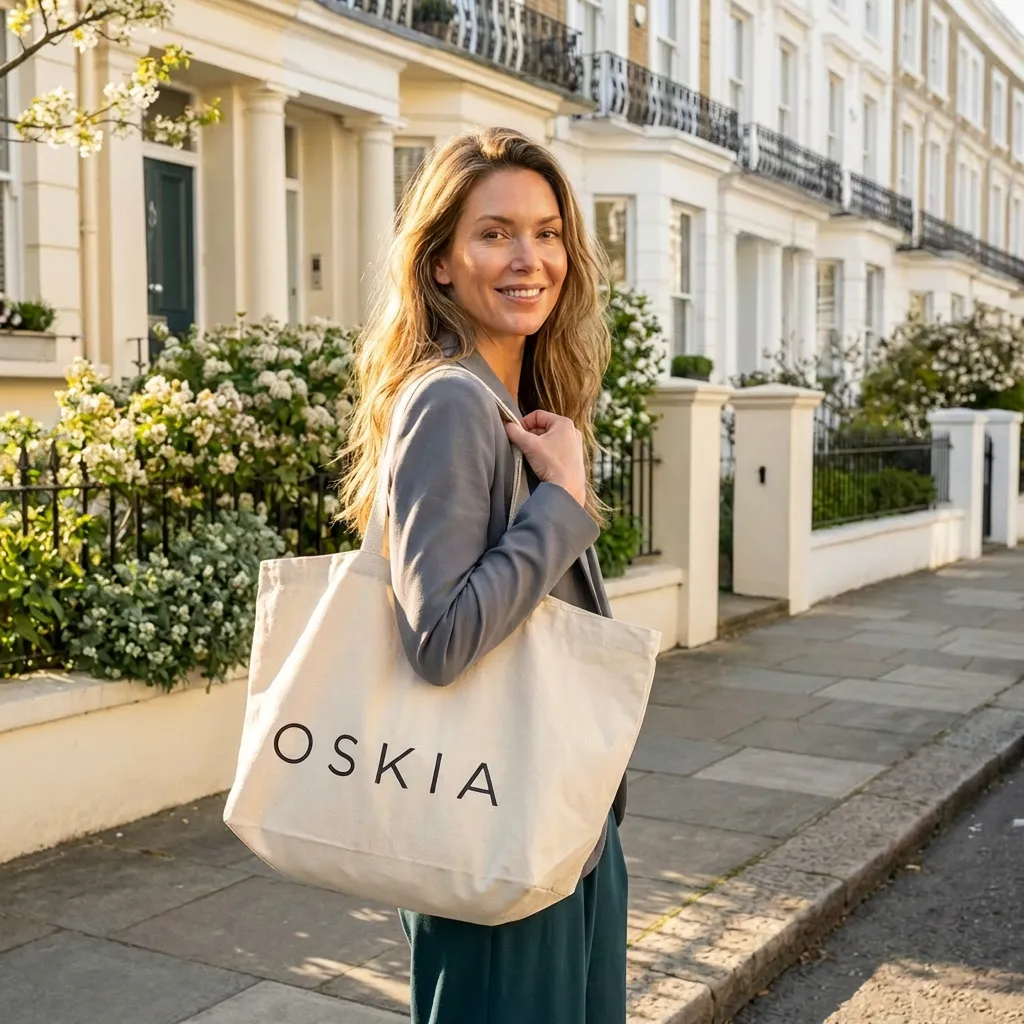 Oskia Extra Large Tote Bag shopper cotone bio naturale