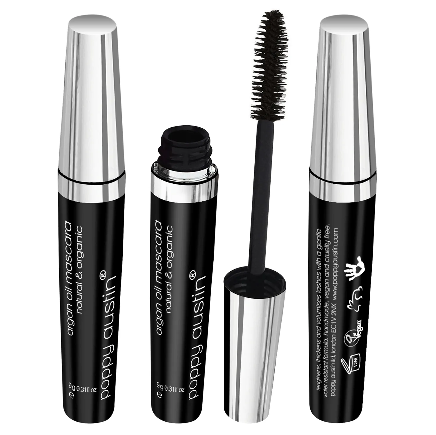 Poppy Austin Mascara Olio Argan Nero 1 Flacone Volume