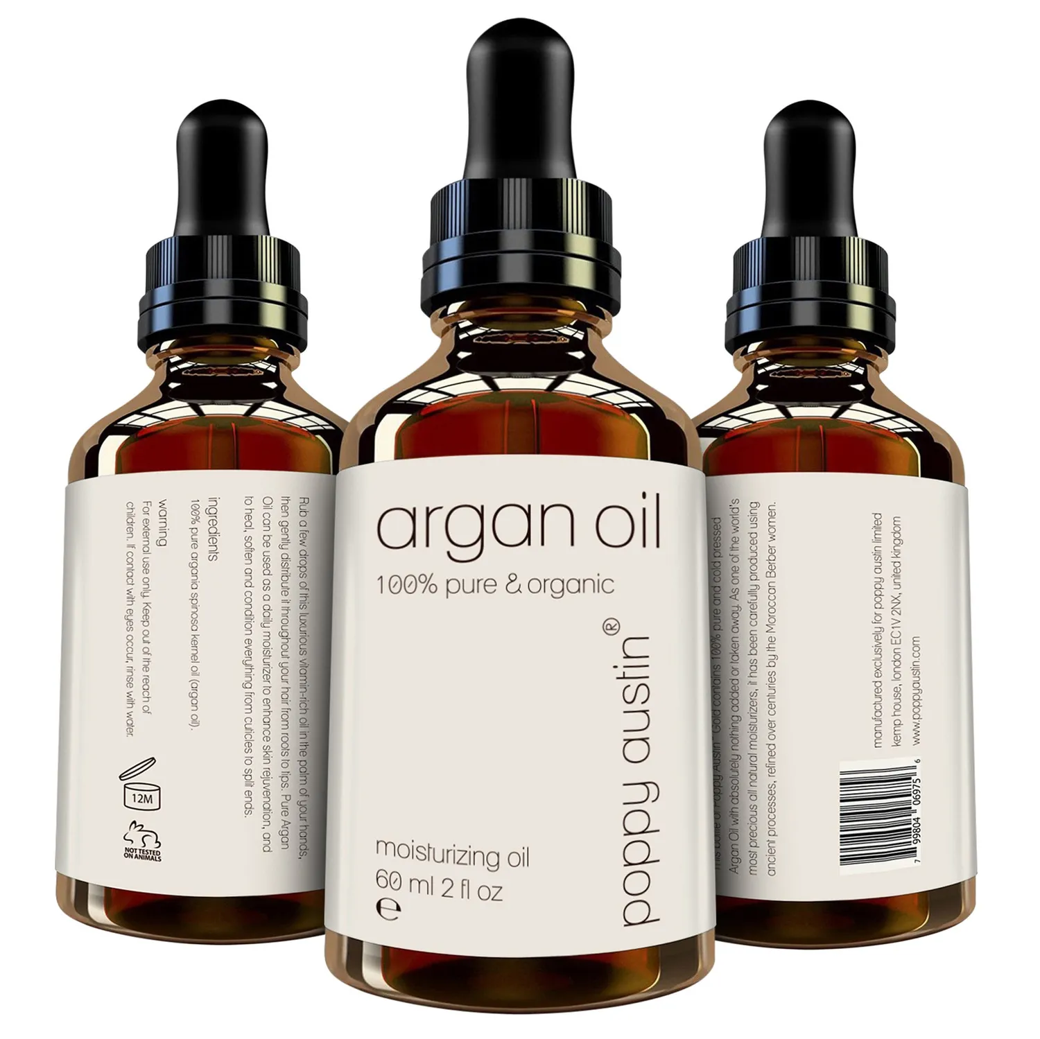 Poppy Austin Argan Olio Puro 60 ml viso e capelli