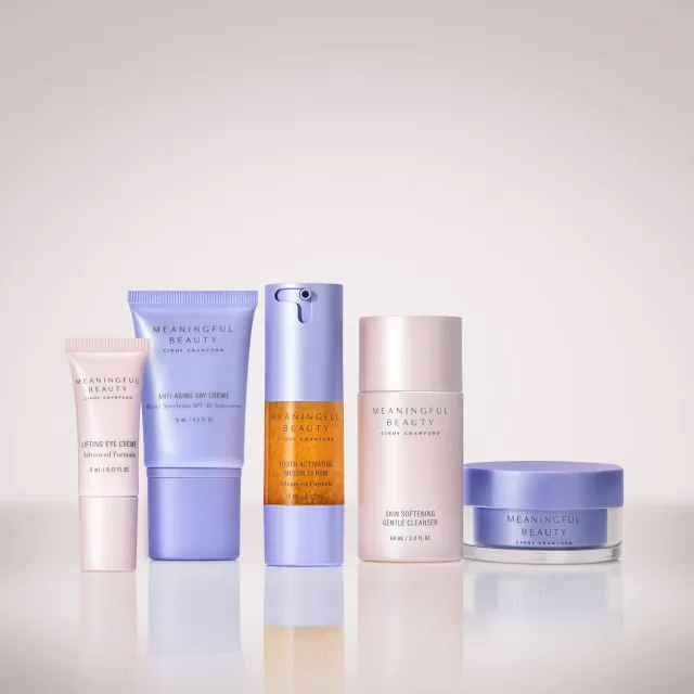 Meaningful Beauty 5-Piece Essentials Skincare System Advanced Formula kit viso rughe