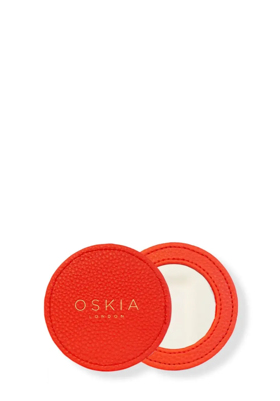 Oskia Red Mirror specchio cosmetico pelle vegana rossa