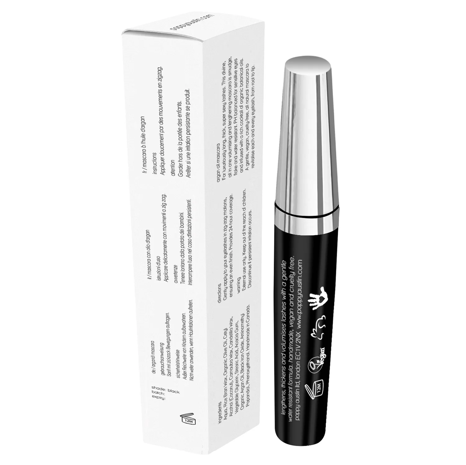 Poppy Austin Mascara Olio Argan Nero 1 Flacone Volume
