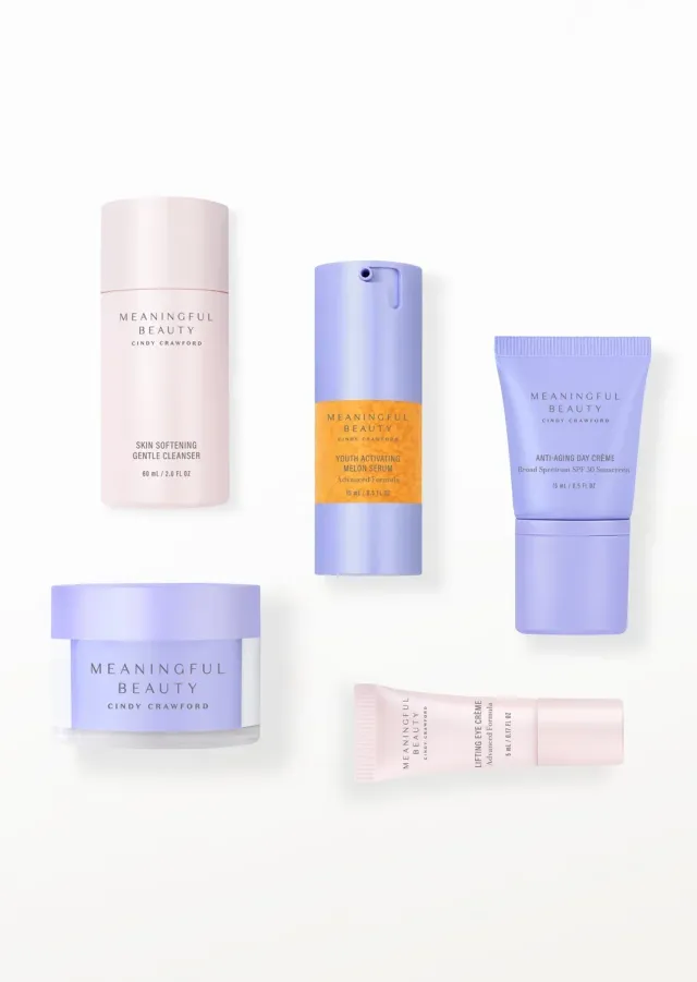 Meaningful Beauty 5-Piece Essentials Skincare System Advanced Formula kit viso rughe